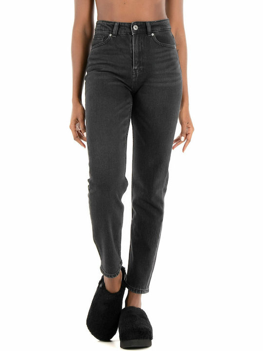 High Waist Women's Jean Trousers in Mom Fit Black