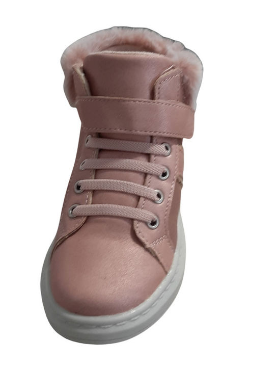 Suede Kinderstiefeletten mit Schnürsenkeln Rosa