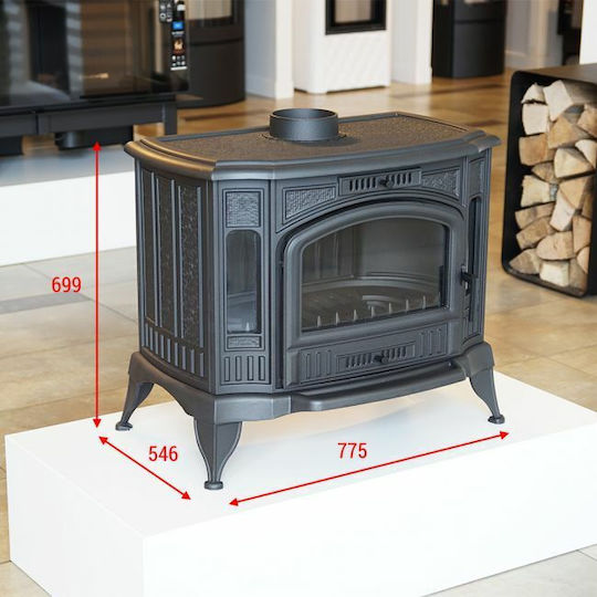 Kratki Koza K9 130 Metalic Soba pe lemne Încălzitor de aer 10kW Negru