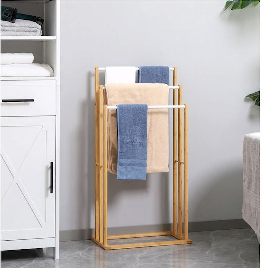 HomCom Ράγα Μπάνιου Τριπλή Δαπέδου ​48x94cm Καφέ