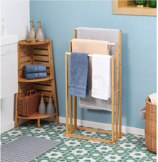 HomCom Freistehender Kleiderständer Badezimmer Dreifach ​48x94cm Braun