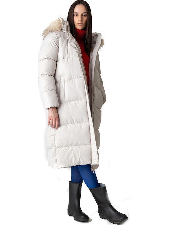 Women's Long Puffer Jacket for Winter with Hood Ice