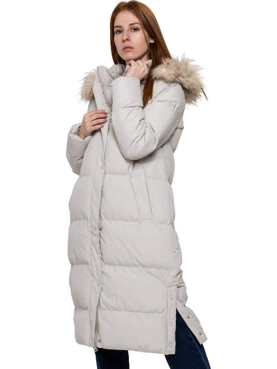 Women's Long Puffer Jacket for Winter with Hood Ice