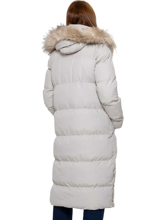 Women's Long Puffer Jacket for Winter with Hood Ice