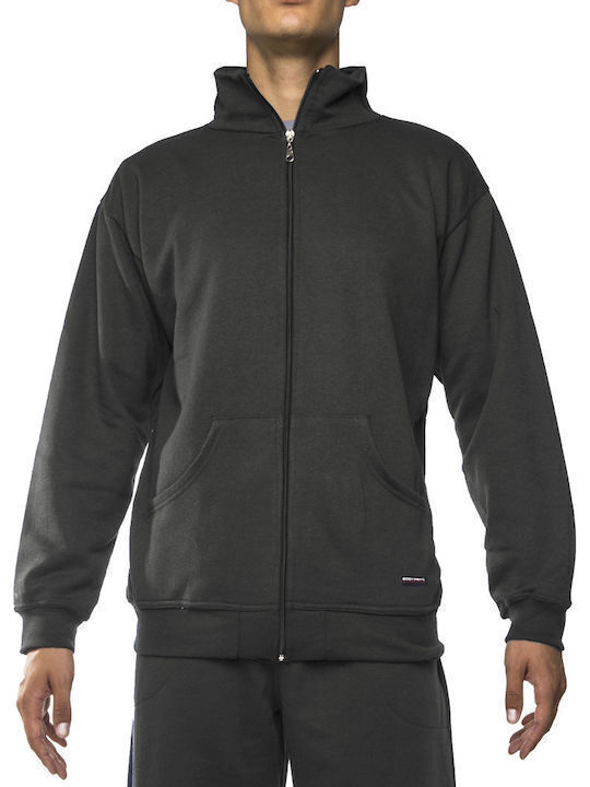 Bodymove -7 Men's Sweatshirt Jacket with Pockets Charcoal