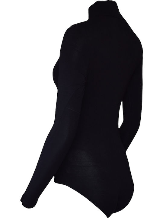 Lingerie Long Sleeve Turtleneck Bodysuit Black