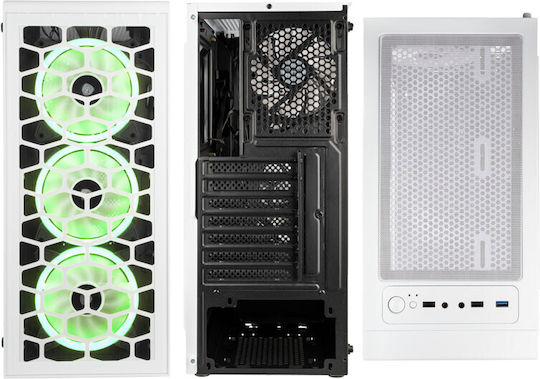 Kolink Observatory Lite Gaming Midi Tower Κουτί Υπολογιστή με Πλαϊνό Παράθυρο και RGB Φωτισμό Λευκό