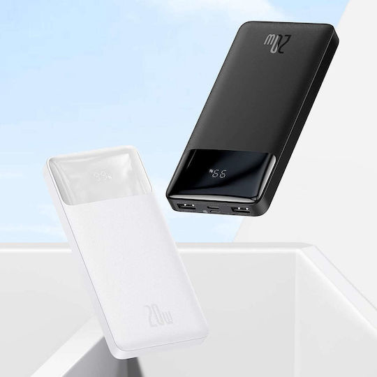 Baseus Bipow Overseas Edition Power Bank 10000mAh 20W with 2 USB-A Ports and USB-C Port White