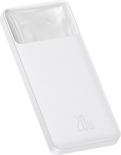 Baseus Bipow Overseas Edition Power Bank 10000mAh 20W with 2 USB-A Ports and USB-C Port White