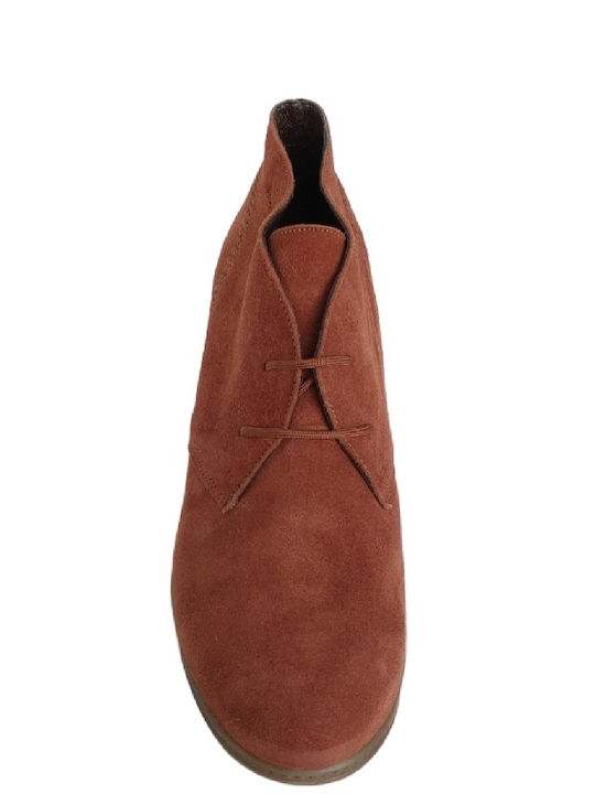 57047 Suede Women's Oxford Boots with Medium Heel Brown