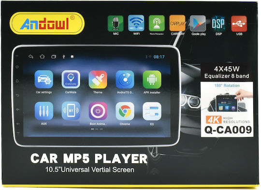 Andowl Car Audio System 2DIN (Bluetooth/USB/WiFi/GPS/Apple-Carplay/Android-Auto) with Touch Screen 10.5"