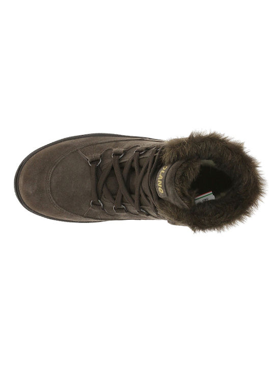 Olang Suede Snow Boots with Laces & Fur Venere Tex Brown