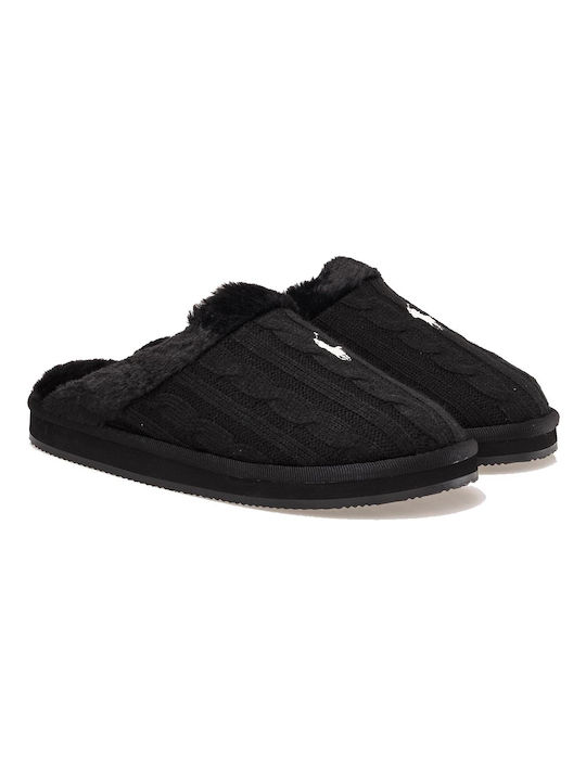 Ralph Lauren Women's Slipper with Fur In Black Colour