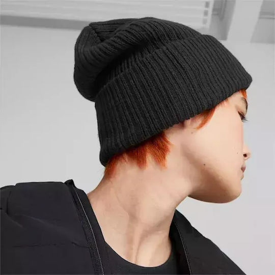 Beanie Γυναικείος Σκούφος με Rib Πλέξη σε Μαύρο χρώμα