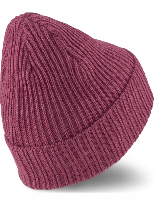 Beanie Γυναικείος Σκούφος με Rib Πλέξη σε Φούξια χρώμα