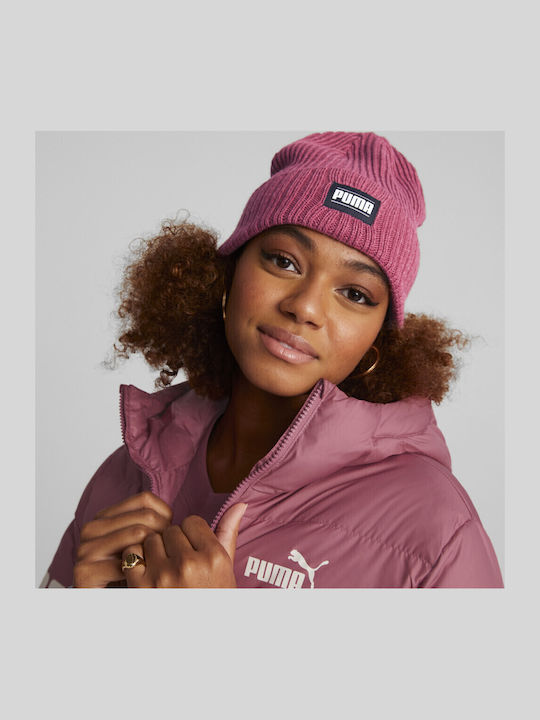 Beanie Γυναικείος Σκούφος με Rib Πλέξη σε Φούξια χρώμα
