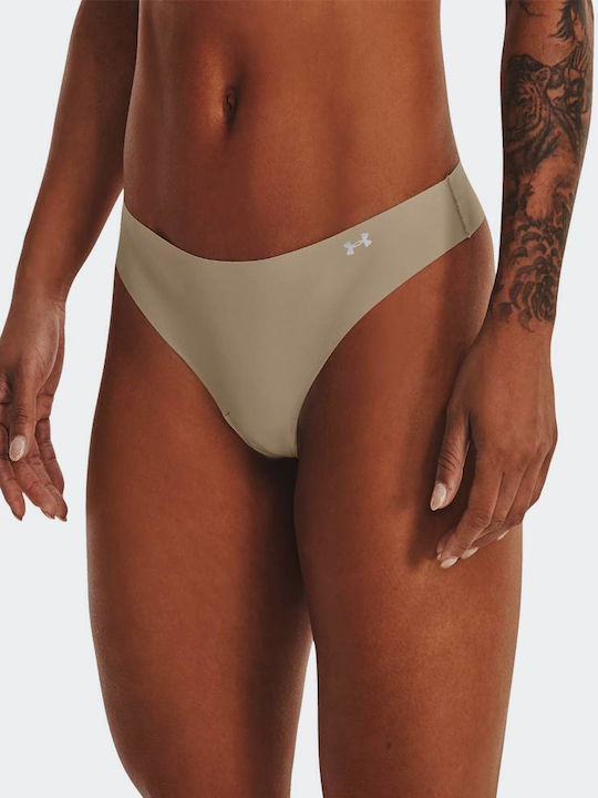 Under Armour Women's String 3Pack Seamless Beige