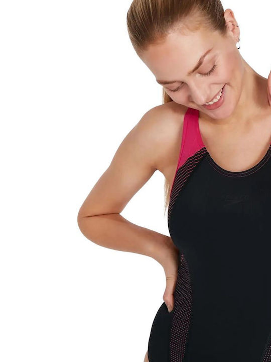 Plastisol Laneback Athletic One-Piece Swimsuit Black