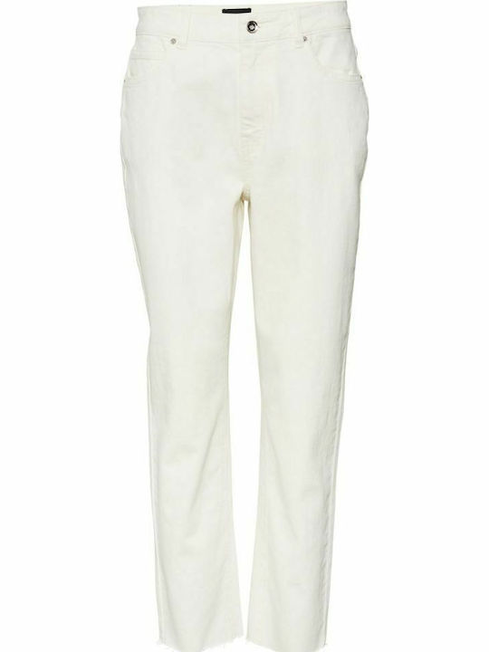 Brenda High Waist Women's Jean Trousers in Slim Fit Cloud Dancer
