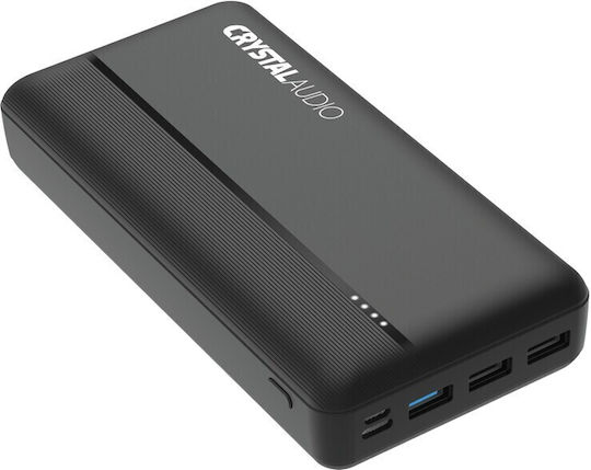 Crystal Audio PBK6K Power Bank 30000mAh 22.5W cu 3 Porturi USB-A și Port USB-C Livrarea energiei Negru