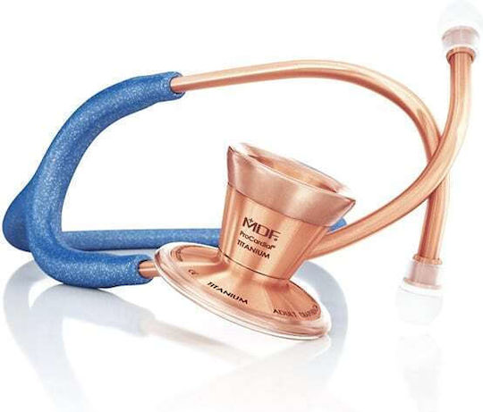 MDF Instruments ProCardial Καρδιολογικό Στηθοσκόπιο Non Chill με Μονό Κώδωνα Royal Blue Glitter / Rose Gold Μπλε