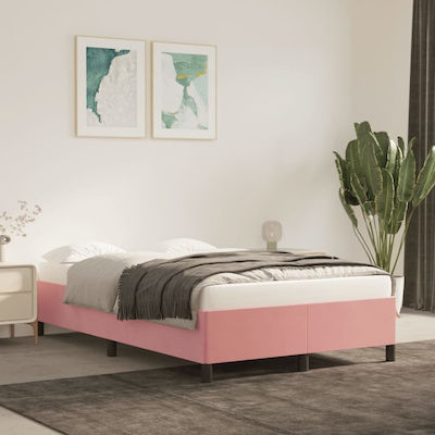 Bed Base Semi-Double made of Wood Pink 120x200x35cm