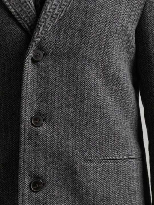 Men's Coat Grey Herringbone