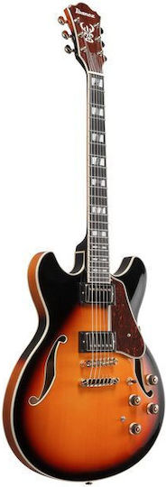 Ibanez AS113-BS Elektrische Gitarre ES mit HH Tonabnehmerkonfiguration Brown Sunburst mit Tasche