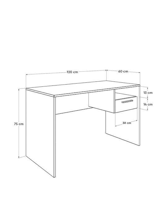Birou din lemn Λευκό 120x60x75buc