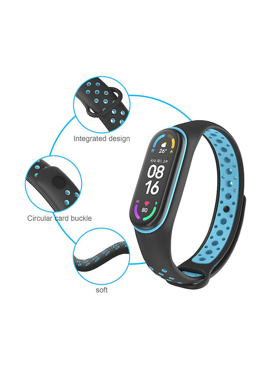 Sonique Sport Λουράκι Σιλικόνης με Pin Μαύρο / Ροζ (Mi Smart Band 5/Mi Smart Band 6)