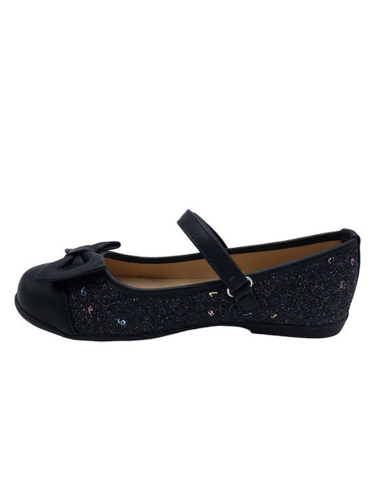 Kids Ballerinas with Hoop & Loop Closure Black