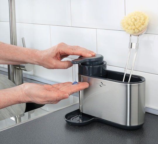 Kuchenprofi Kitchen Dispenser Plastic with Sponge Holder Silver