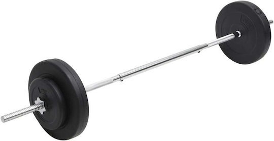 vidaXL Ίσια Μπάρα Φ25mm Σετ με Βάρη 10kg Μήκους 165cm με Βιδωτά Κολάρα