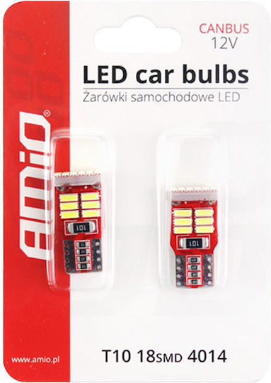 AMiO Λάμπες Αυτοκινήτου T10 / W5W Canbus LED 5600K Ψυχρό Λευκό 12V 2.2W 2τμχ /AM