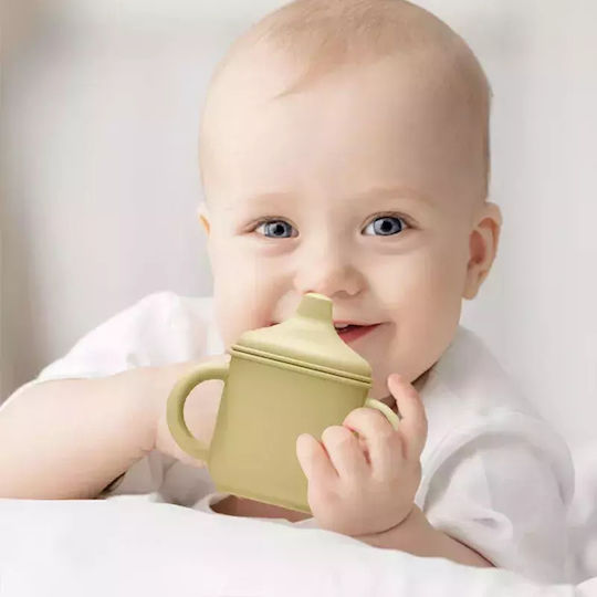 Baby Donkey Baby Cup with Handles and Straw made of Silicone Pink 150ml for 6m+m+