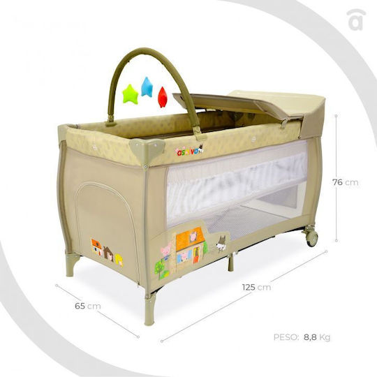 Asalvo Mix Plus Dandelion Παρκοκρέβατο με Αλλαξιέρα Γκρι 65x77cm