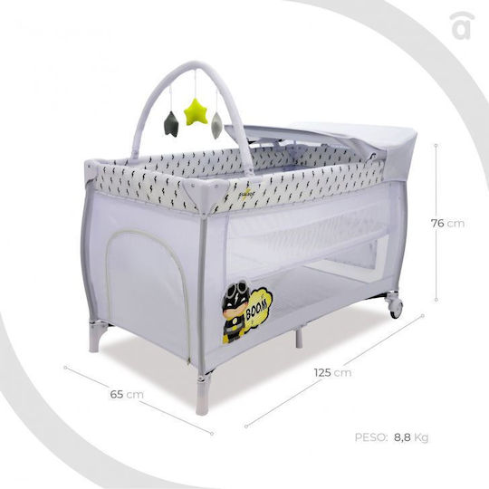 Asalvo Mix Plus Dandelion Παρκοκρέβατο με Αλλαξιέρα Γκρι 65x77cm