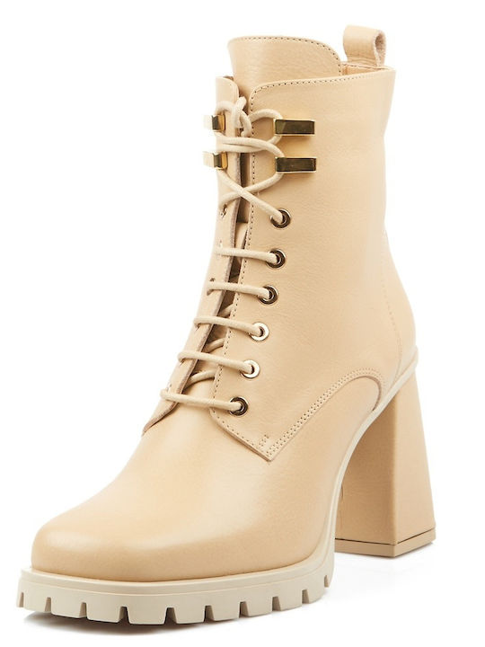 Fardoulis Leder Damen Knöchelstiefel Beige