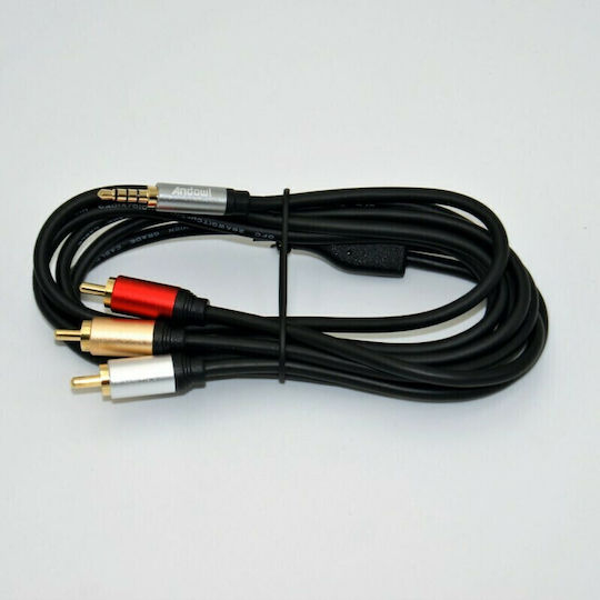 Andowl Audio Cable TRRS 3.5mm Male - RCA Male Black 1.8m QY-AV10