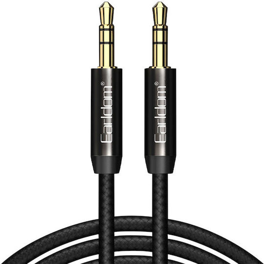 Earldom Καλώδιο Ήχου 3.5mm male - 3.5mm male Μαύρο 1m με Επίχρυσους Ακροδέκτες ET-AUX03