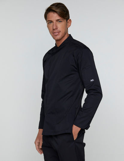 Ayo Coat Chef 100% Microfiber Unisex Black with Long Sleeve