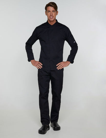 Ayo Coat Chef 100% Microfiber Unisex Black with Long Sleeve