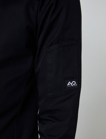 Ayo Coat Chef 100% Microfiber Unisex Black with Long Sleeve