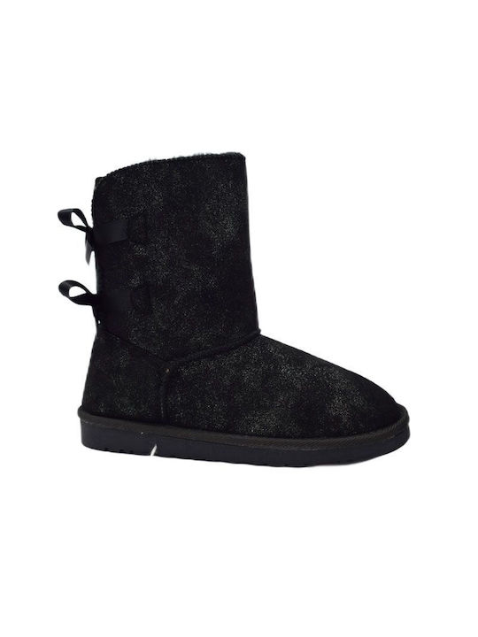 Pyramis Suede Women's Ankle Boots with Fur Black