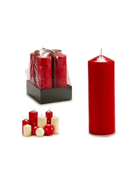 Decorative Candle Red 7x20cm 4pcs