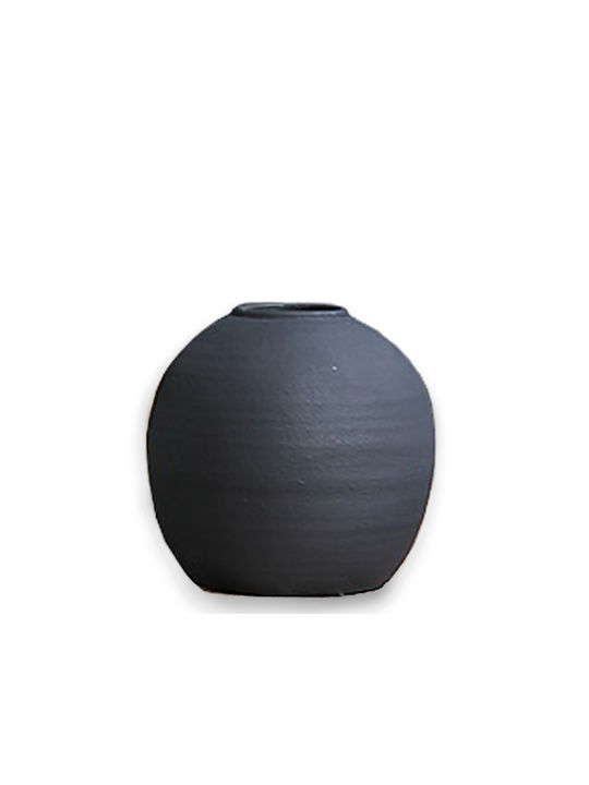 Zaros Vază Decorativă Ceramică Neagră Φ29.5xÎ28cm