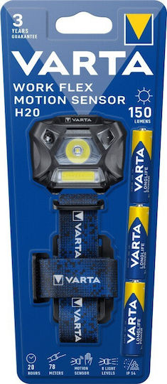 Varta Lanternă Frontală LED IP54 cu Luminozitate Maximă 150lm WorkFlex H20