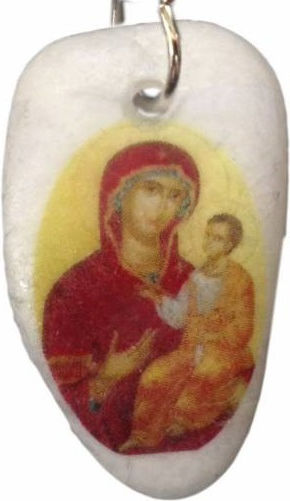 Kostibas Fashion Virgin Mary & Jesus Necklace Black