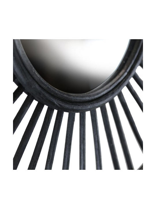 Synchronia Wandspiegel mit Schwarz Rattan Rahmen Durchmesser 70cm 1Stück