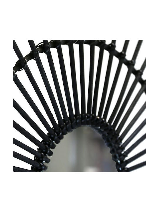 Synchronia Wall Mirror with Black Rattan Frame Diameter 70cm 1pcs